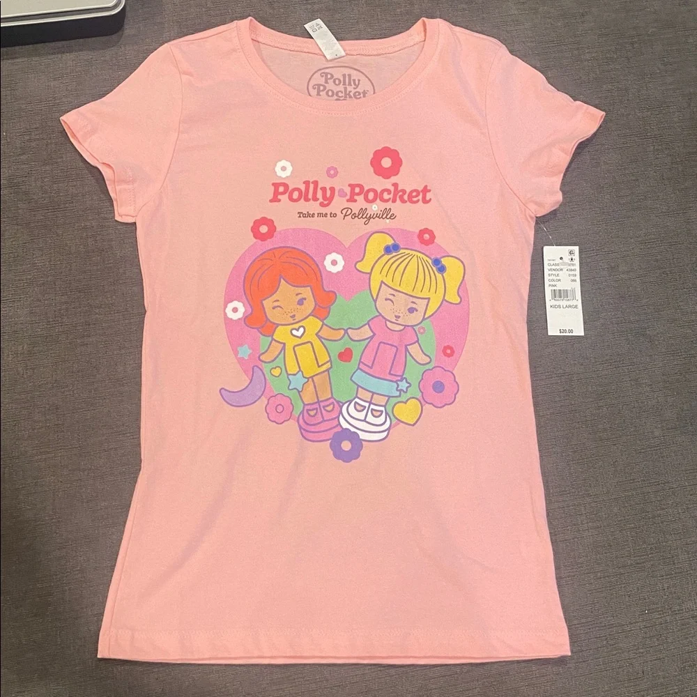 Kids Polly Pocket Pollyville T-Shirt - Size Large (10/12) - NWT!  mattel girls